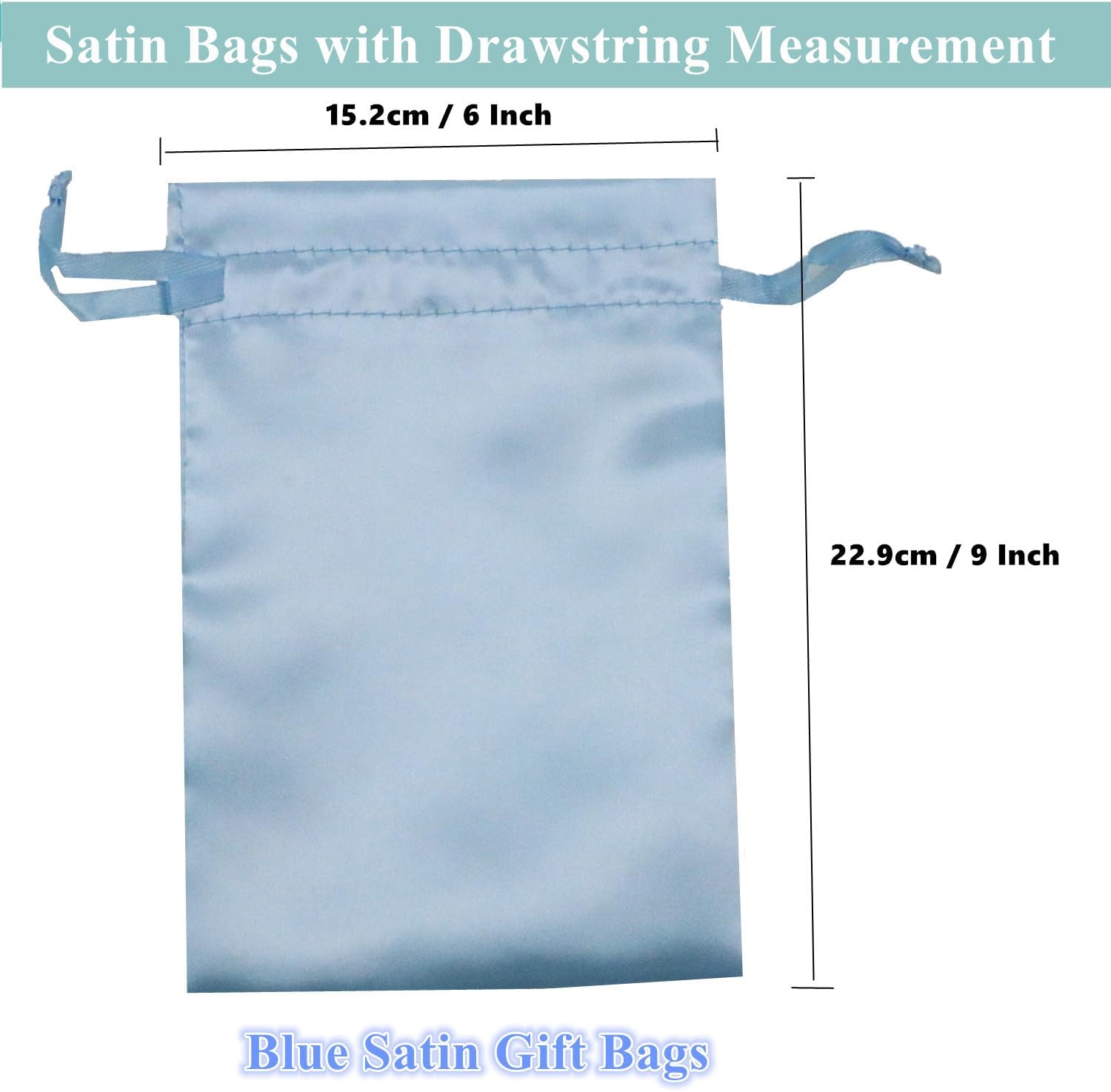 Gbateri 35 Pack 6 x 9 Inches Satin Bags With Drawstring, Silk Jewelry Pouches, Blue Wedding Favor, Gift Wrap, Baby Shower - Image 2