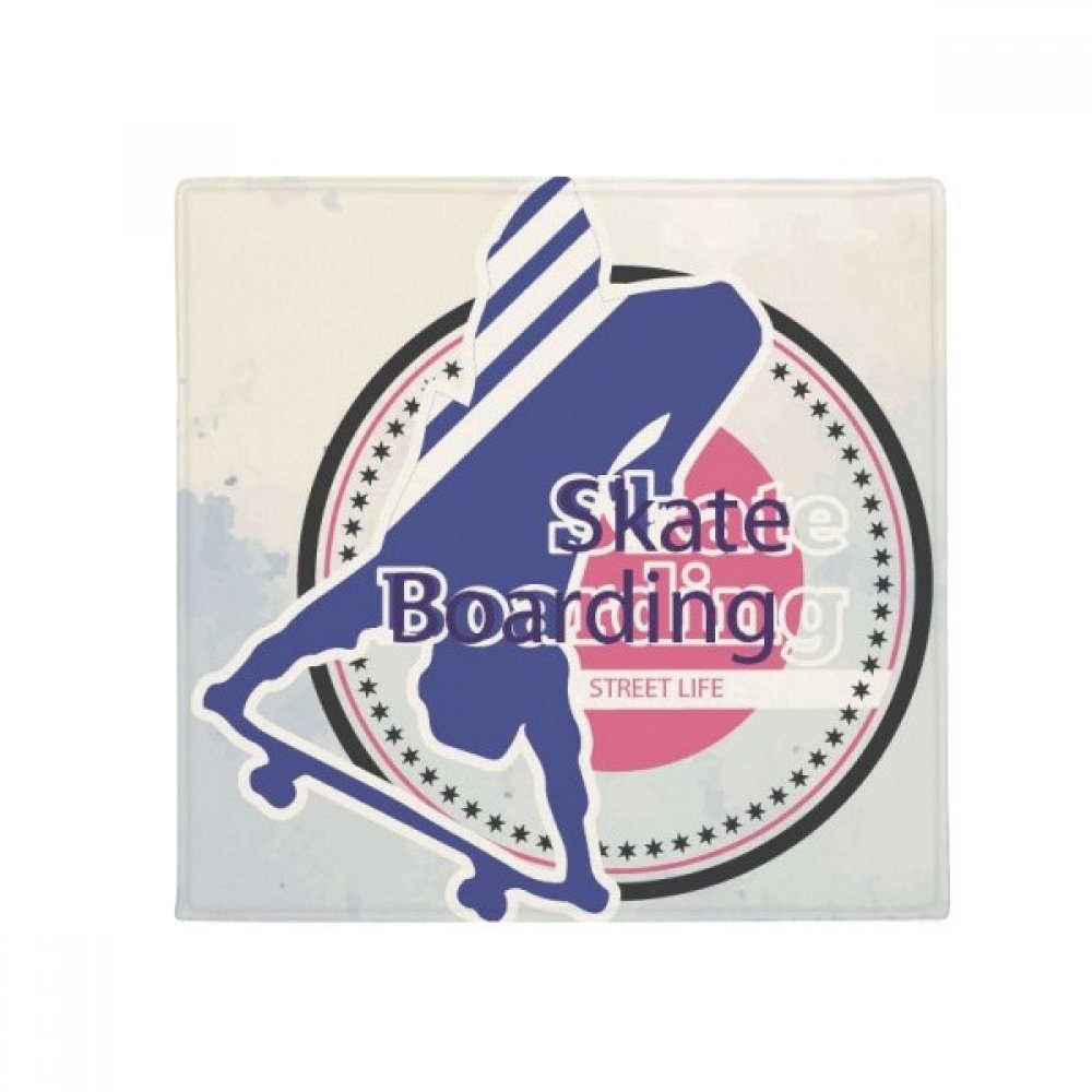 Cadeau tapis skate boarding aquarelle 80x80cm déco chambre ado