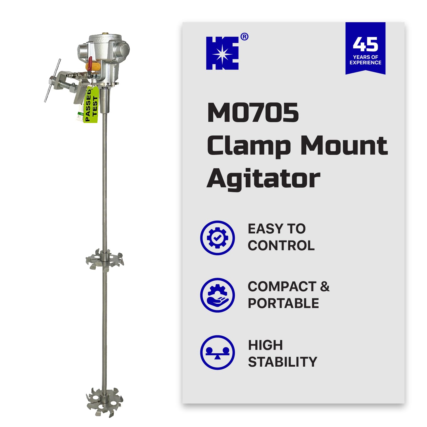 COSMOSTAR Mezclador de tambor de barril de tanque de montaje de abrazadera de agitador neumático de 55 galones | Mezclador de soporte neumático, herramienta de mezcla de pintura Agitador de aire