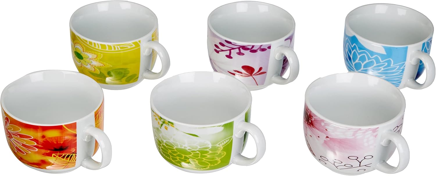 Tazze Caffè Tognana - Set 6 Pezzi In Ceramica, 80 Cc, Con Piattino, Multicolore - Foto 9