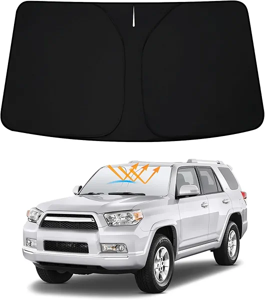 D-Lumina Winshield Sun Shade for 2010-2024 to-yota 4Runner, Foldable Front Sun Shield Protector Blocks UV Rays, Window Sunshade Sun Visor Interior Accessory