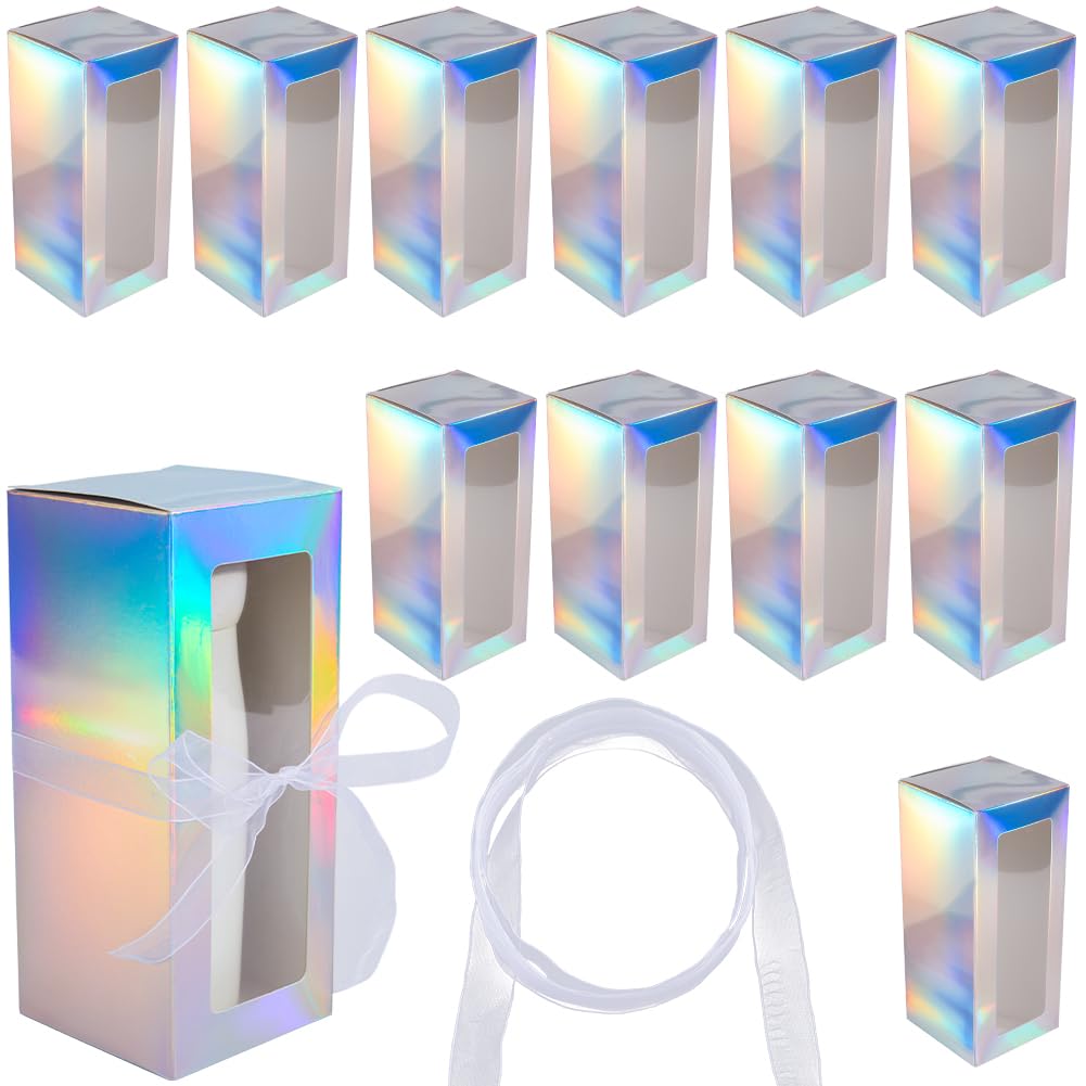 GORGECRAFT 10 boîte à Gobelets en Verre par Sublimation Coffrets Cadeaux de Noël en Carton Irisé avec Ruban en Organza de 20 mètres pour Gobelets 12oz 16oz et 20oz Emballage Cadeau de Thanksgiving