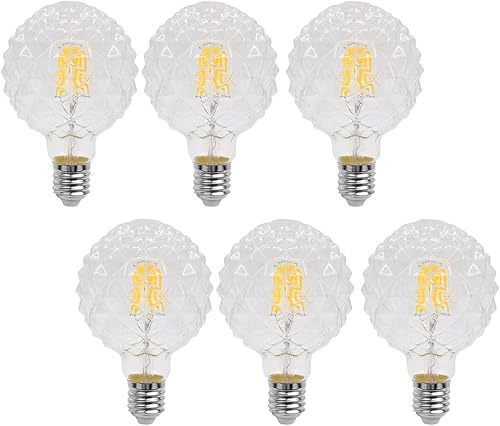 KLED Bombilla LED Edison vintage, regulable, G30 G95 de 4 W (equivalente a 40 W), bombilla de filamento LED, 350 lúmenes, 2200 K (blanco cálido),