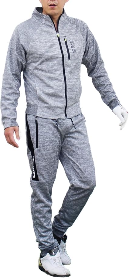 Amazon エムシー セットアップ 上下セット ゴルフウェア メンズ ゴルフパンツ ジャージ スタンドジャケット ブルゾン パーカー ジョガーパンツ ジャージトップ 通販