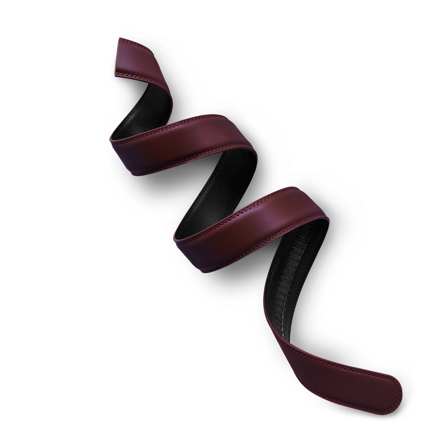 Mission Belt Mens Ratchet Leather Belt Strap - No Holes, Buckle Not Included - Burgundy, 35mm