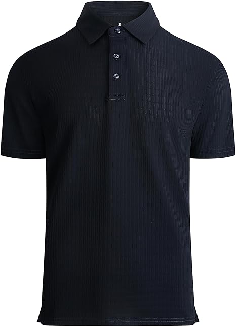 Alex Vando Mens Bubble Jacquard Polo Shirt Super Stretch Short Sleeve Polo Shirts for Men