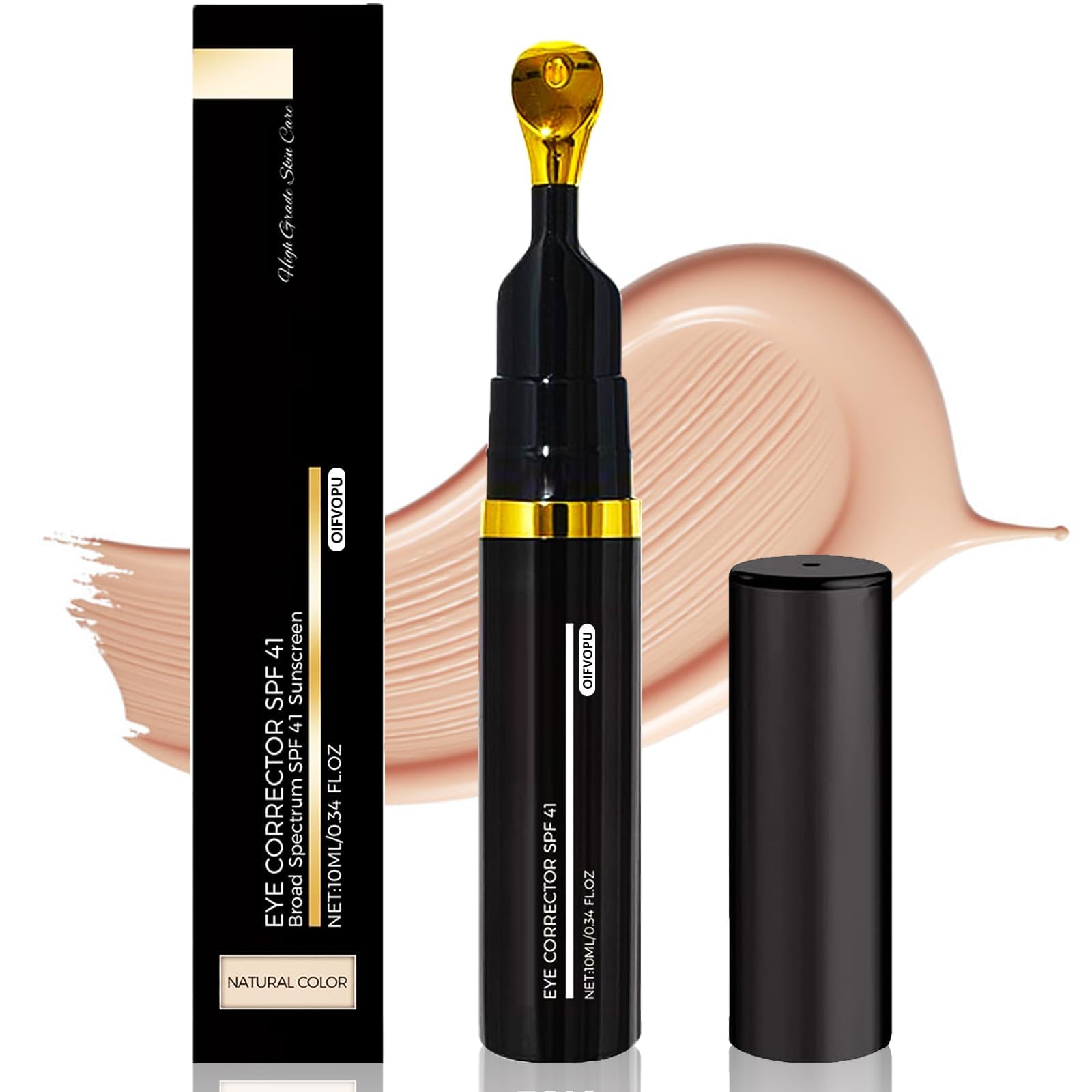 Eye Corrector, Under Eye Color Corrector for Dark Circles with Peach Undertones, Tinted Mineral Eye Cream for Hydrating Care 0.34 Fl Oz
