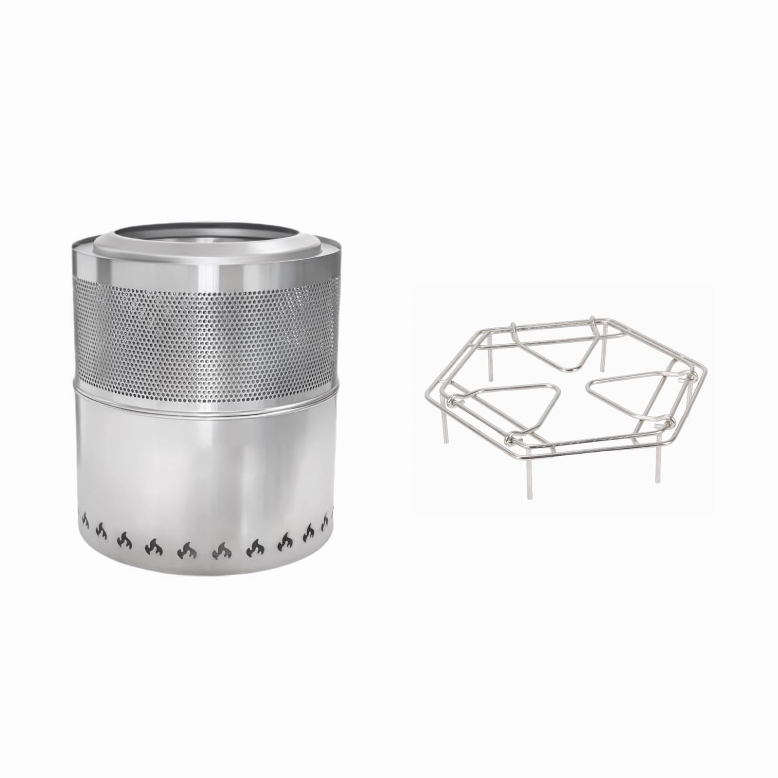 Stufa a Legna Economica con Fori di Ventilazione Realizzato in Acciaio Inox 304 Cucina a Legna da Esterno Include Griglia Portapentole Adatto per Il Campeggio e per Preparare Il Tè(B)