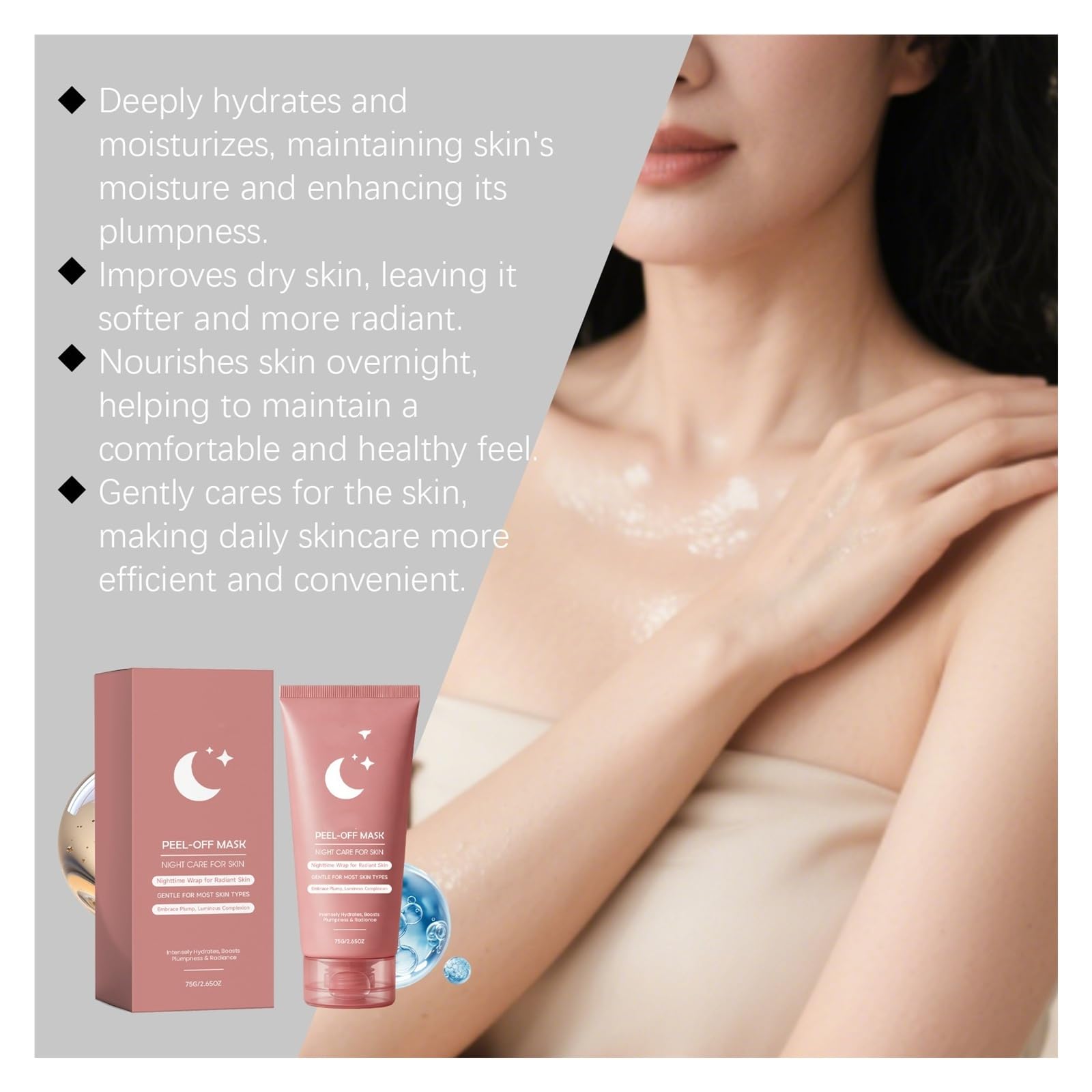 Peel-Off-Maske, 75 g, pflegt Ihr Gesicht | Feuchtigkeitsspendend, Verbesserung der Elastizität, strahlende Pflege(2pcs)