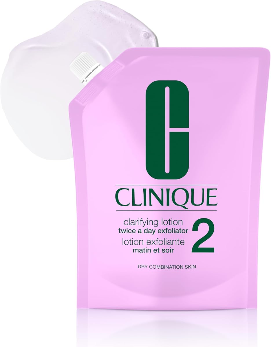 Loción Aclarante Clinique 2 | Exfoliante suave para pieles mixtas secas | Tónico facial con hamamelis | Paso 2 de la rutina de cuidado de la piel de 3 pasos | Tamaño de recambio, 13,5 onzas líquidas