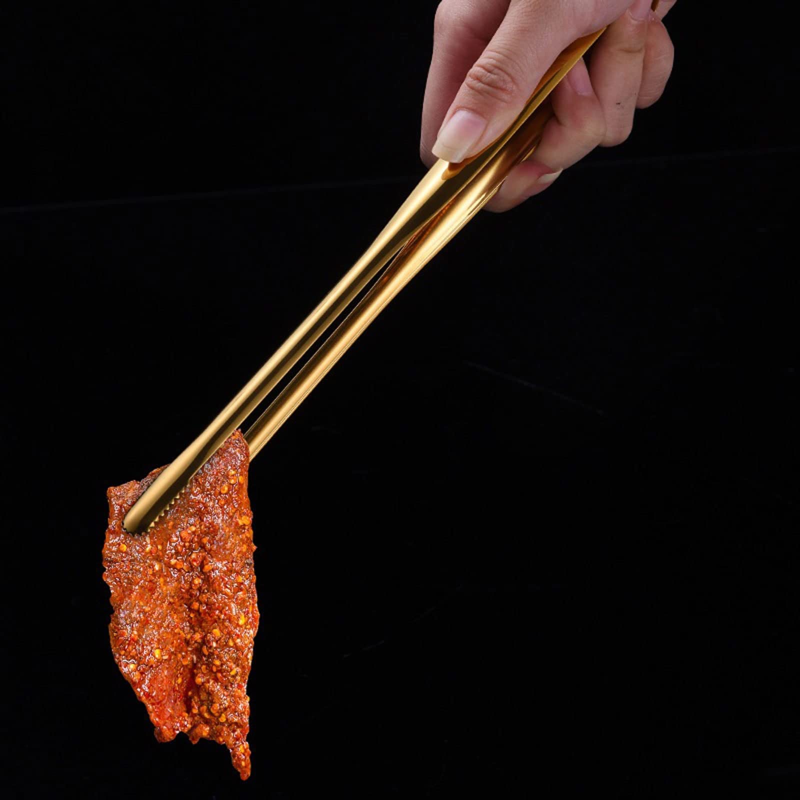Pinzas de Cocina para Barbacoa, Pinzas Antideslizantes para cocinar, Pinzas portátiles de Acero Inoxidable para Picnic, Pinzas para Carne y Ensalada, Pinzas para Pan
