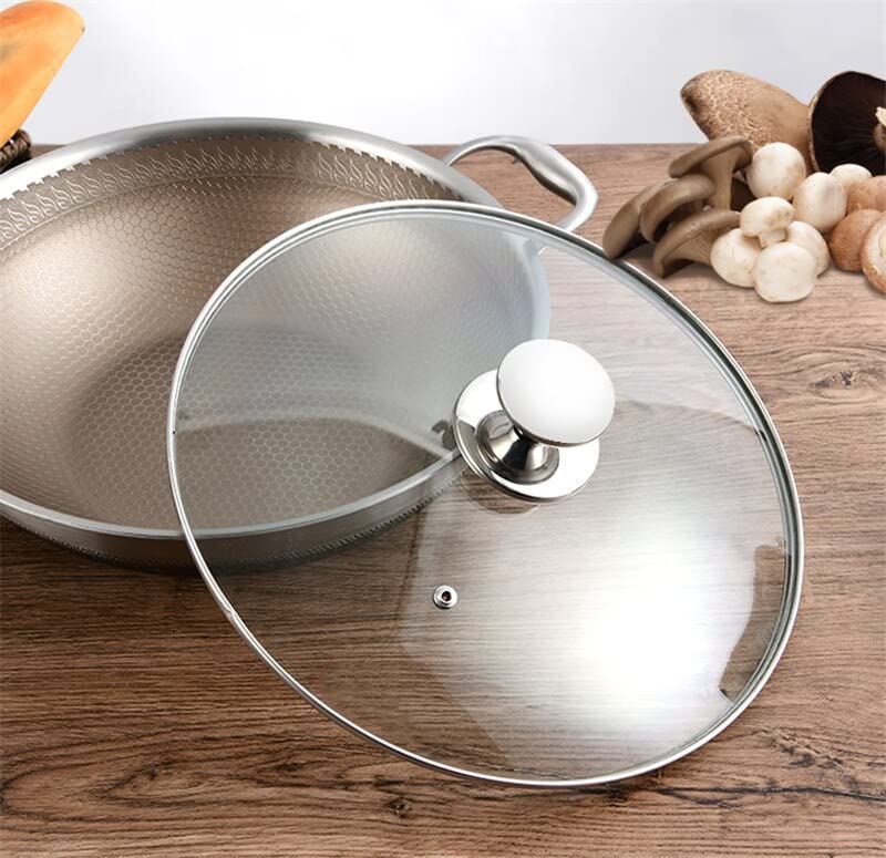 Pan Deksel, steelpan deksel pot deksel handvat wok pan deksel roestvrij staal top koekenpan kookdeksel koekenpannen deksel glazen deksel handvat pot deksel koekenpan deksel (kleur: 36 cm