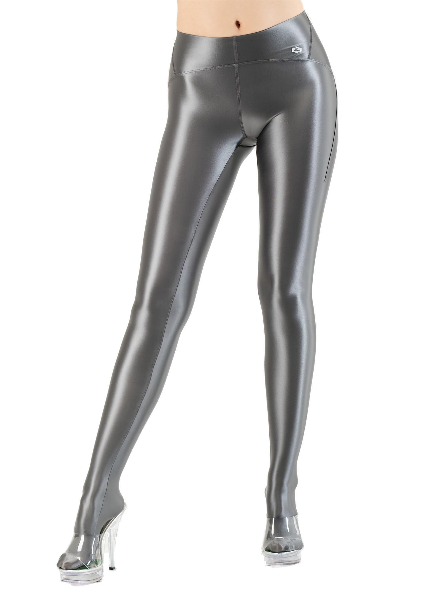LEOHEX Legging brillant pour femme avec pied taille haute opaque