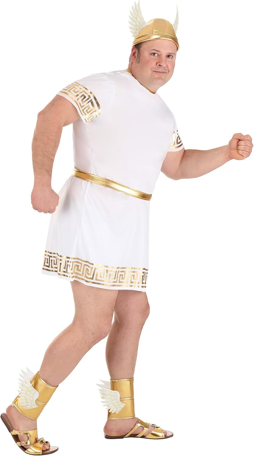 Men's Ancient Greek God Hermes Plus Size Costume | Olympian Gods Cosplay Outfit for Adults | Greek Messenger