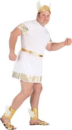 Mens Ancient Greek God Hermes Plus Size Costume | Olympian Gods Cosplay Outfit for Adults | Greek Messenger