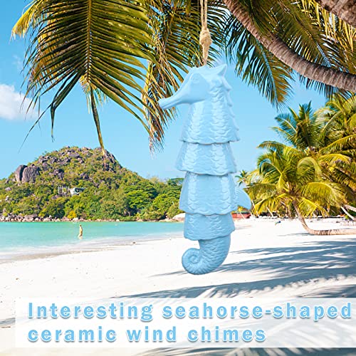 Ceramic Wind Chimes Outdoor, Seahorse Wind Chime For Outside Memorial Windchime With Soothing Melodic Tones Sympathy Gift Garden Patio Balcony And Home Decor #TOP1