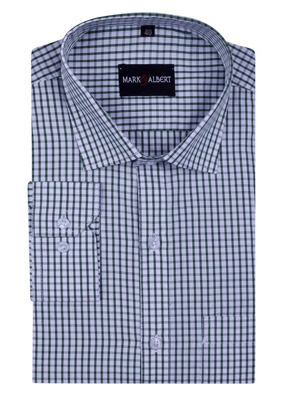 Image of MARK & ALBERT 100% Cotton Full Sleeves Regular Fit Formal Shirt for Men Blue