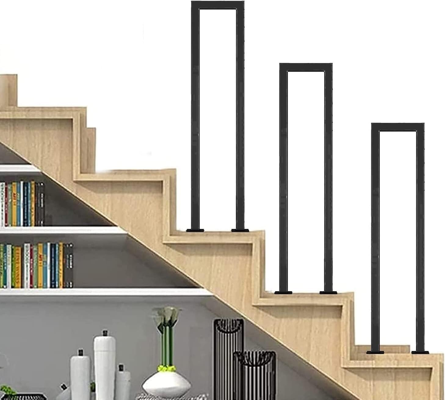 Stair Railing Indoor,Outdoor Railings for Steps,Modern Style Wrought Iron Handrail, for Indoor and Outdoor Garden Attic Steps Decoration Staircase Handrails(65CM/2.1FT)