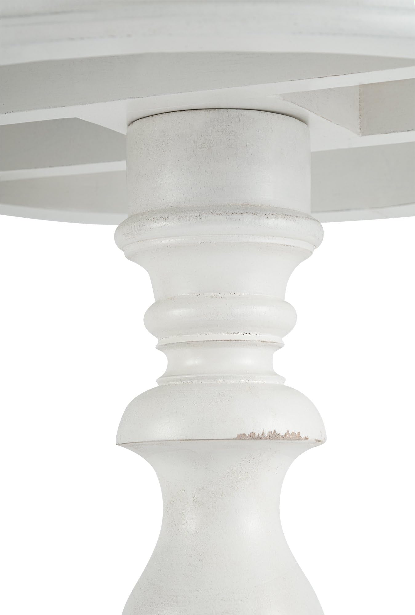 CLP Tavolino rotondo Wiva in legno, tavolino da 50 cm di diametro per soggiorno e sala da pranzo, in legno di Mindiholz di alta qualità, Colore:antico bianco