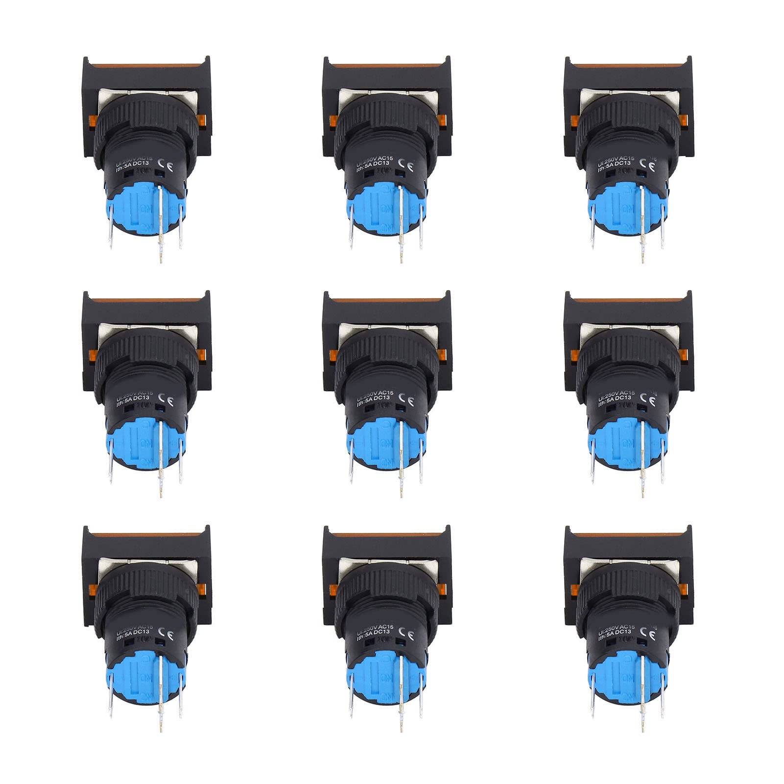Yosoo Health Gear Interruptor de Botón, Interruptor de Botón de Latón ABS 24 V 16 Mm con Luz, Autobloqueo y Control Momentáneo, Clasificación 5 A, para Equipos de Automatización Caja de Distribución