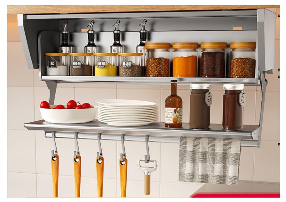 YNIYUJKL Spice Rack Spice Organizer Spice Shelf Wall Mounted Spice Rack Organizer Aluminum Seasoning Organizer Shelf Kitchen Storage Rack Seasoning Organizer Spice Rack Organizer