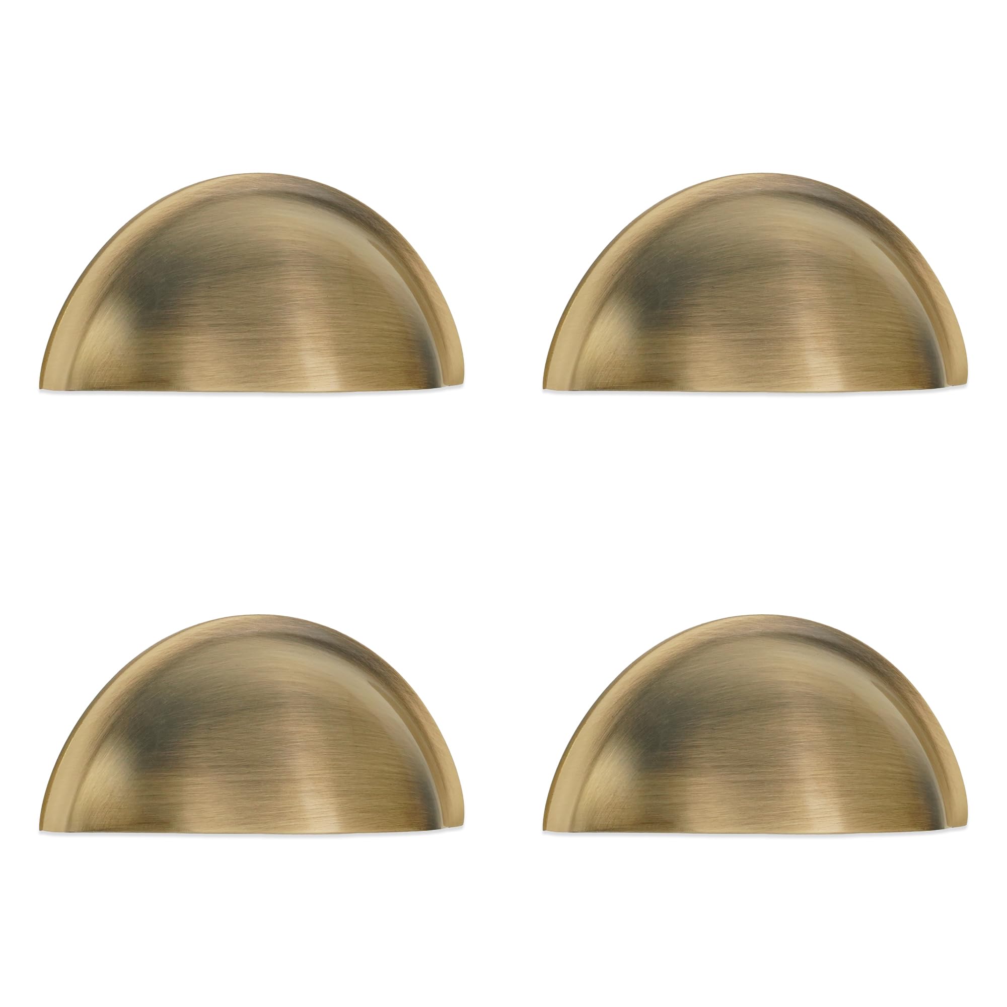 Infinity Decor Set of 4 Traditional Style Solid Brass Cup Shell Handle 85mm - Antique Brass Kitchen Cabinet Drawer Cupboard Door Pull