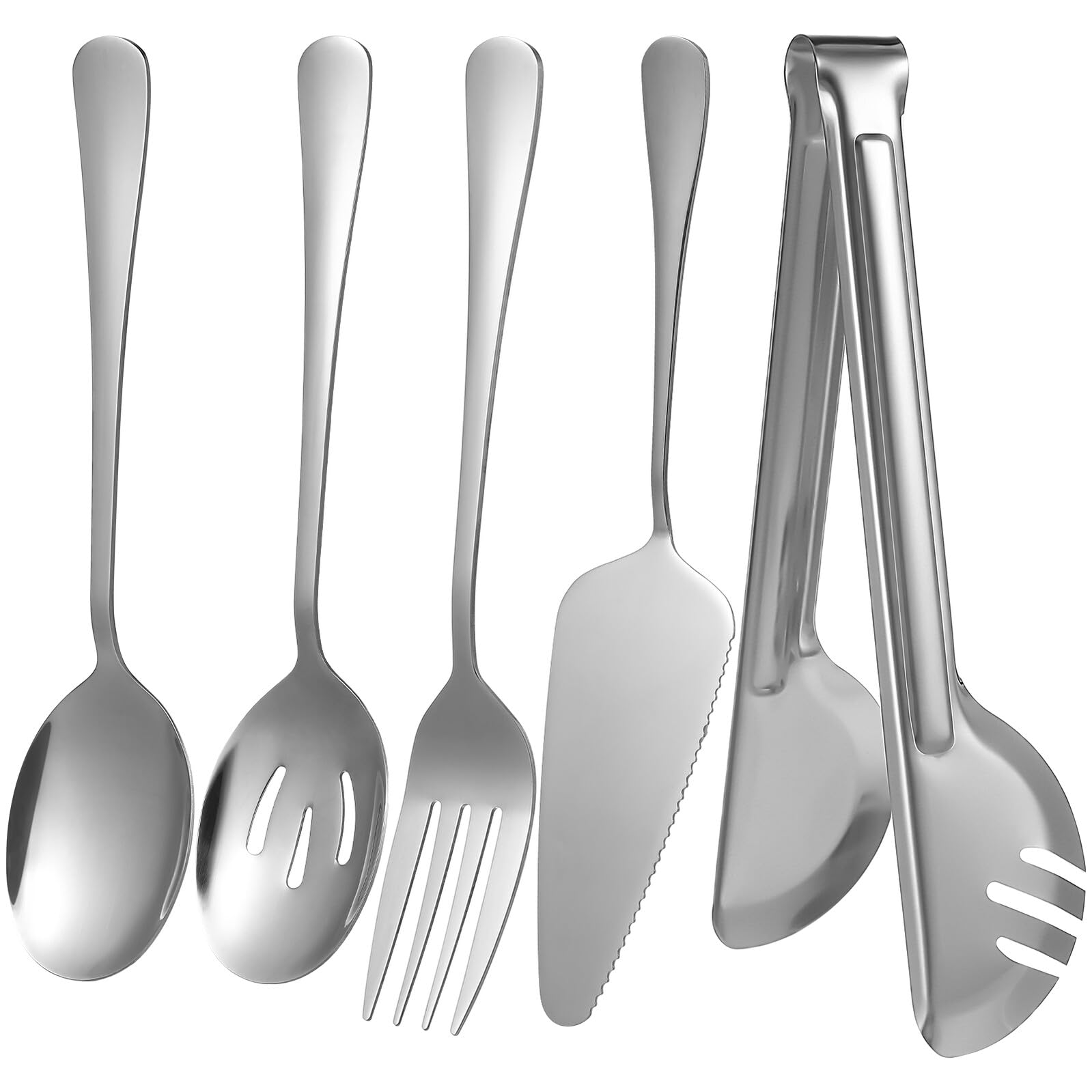 Utensilios de Acero Inoxidable para Servir Incluye Pinzas y Servidor de Pizza Resistente y Fácil de Limpiar para Fiestas Buffet y Reuniones Familiares