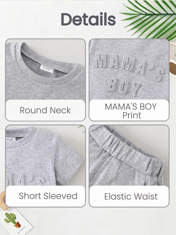 Toddler Baby Boy Summer Clothes Letter T Shirt Elastic Waist Shorts with Pockets 2Pcs Casual Outfit - Image 4