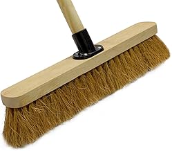 EDS 18” Soft Broom Indoor & Outdoor Sweeping Brush with Wooden Handle Natural Coco Bristles for Floor Room Kitchen Warehouse Lightweight & Durable Floor Brush (Pack of 1)
