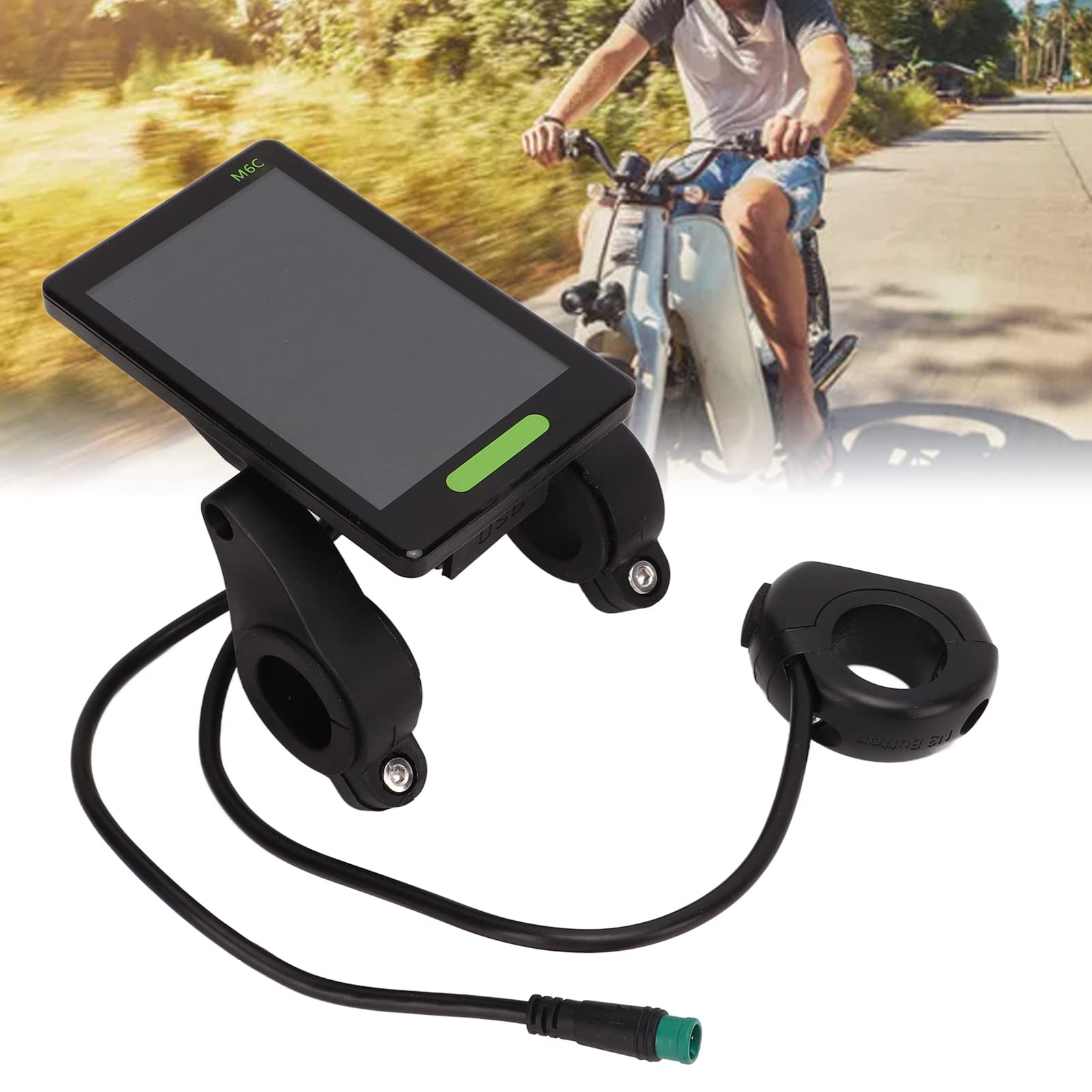Yunir Compteur D'affichage de Vélo électrique, Affichage de Scooter LCD M6C Panneau de Commande Grand écran Compteur D'affichage LCD de Vélo électrique, avec Connecteur étanche, pour