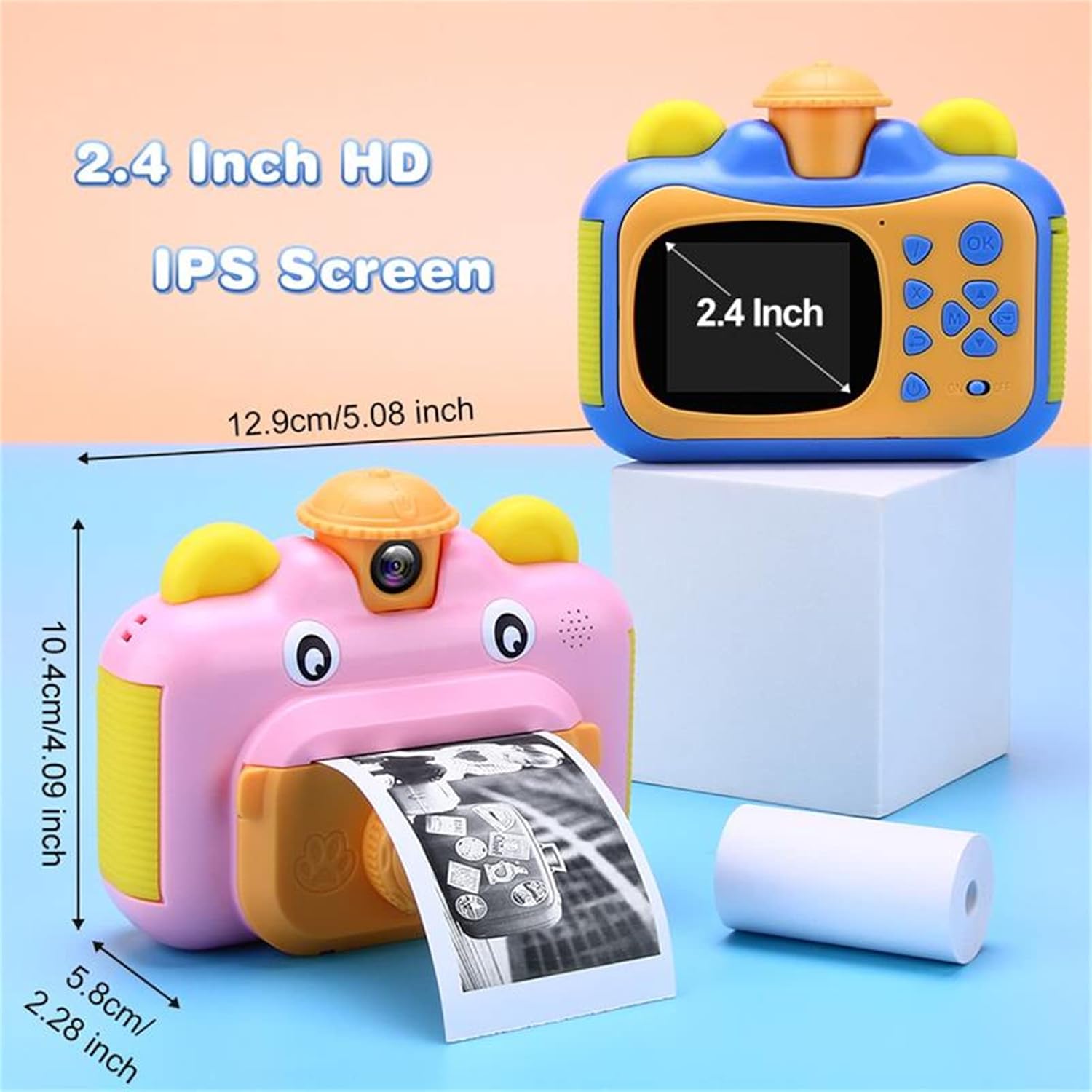 Kids Camera Instant Print Camera for Children 1080P HD Video Photo Intelligent Shooting Digital Camera Sports Toy for Girls Boys(Color:D)