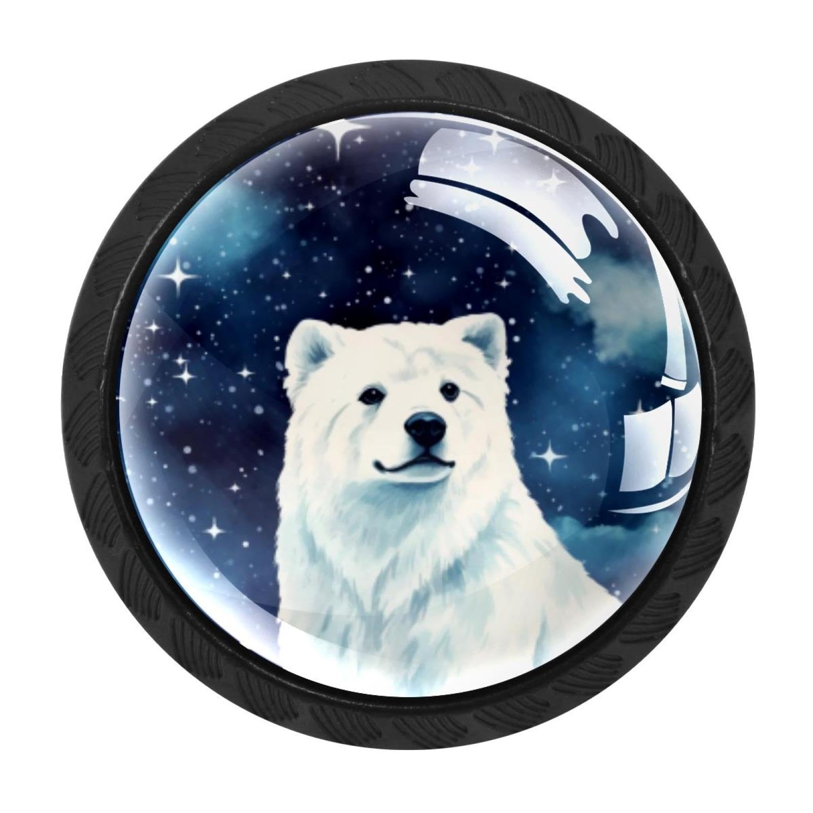 Chenzzzz Multicolored 14 4 Pack Black Starry Polar Bear Cabinet Pulls With Screws, Kitchen Cabinet Knobs Hardware