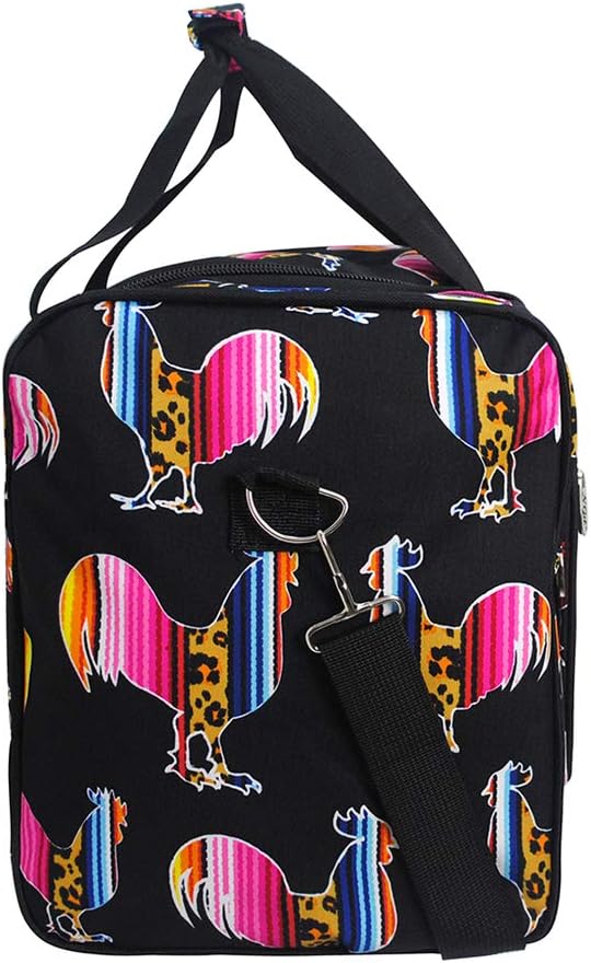 NGIL Canvas Carry on 20" Duffel Bag (Leopard Serape Rooster-Black)