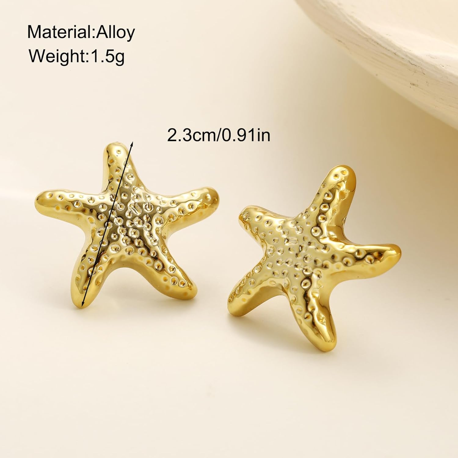 Starfish Earrings for Women Gold Summer Beach Starfish Earrings Boho Chunky Statement Seashell Stud Earring Dainty Beachy Shell Earring Fashion Vacation Jewelry - Image 2