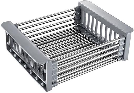 Adjustable Over Sink Dish Drying Rack, Stainless Steel Kitchen Dish Racks Organizer, Multipurpose Drain Basket for Plates, Bowls, FruitsGray,X-Large