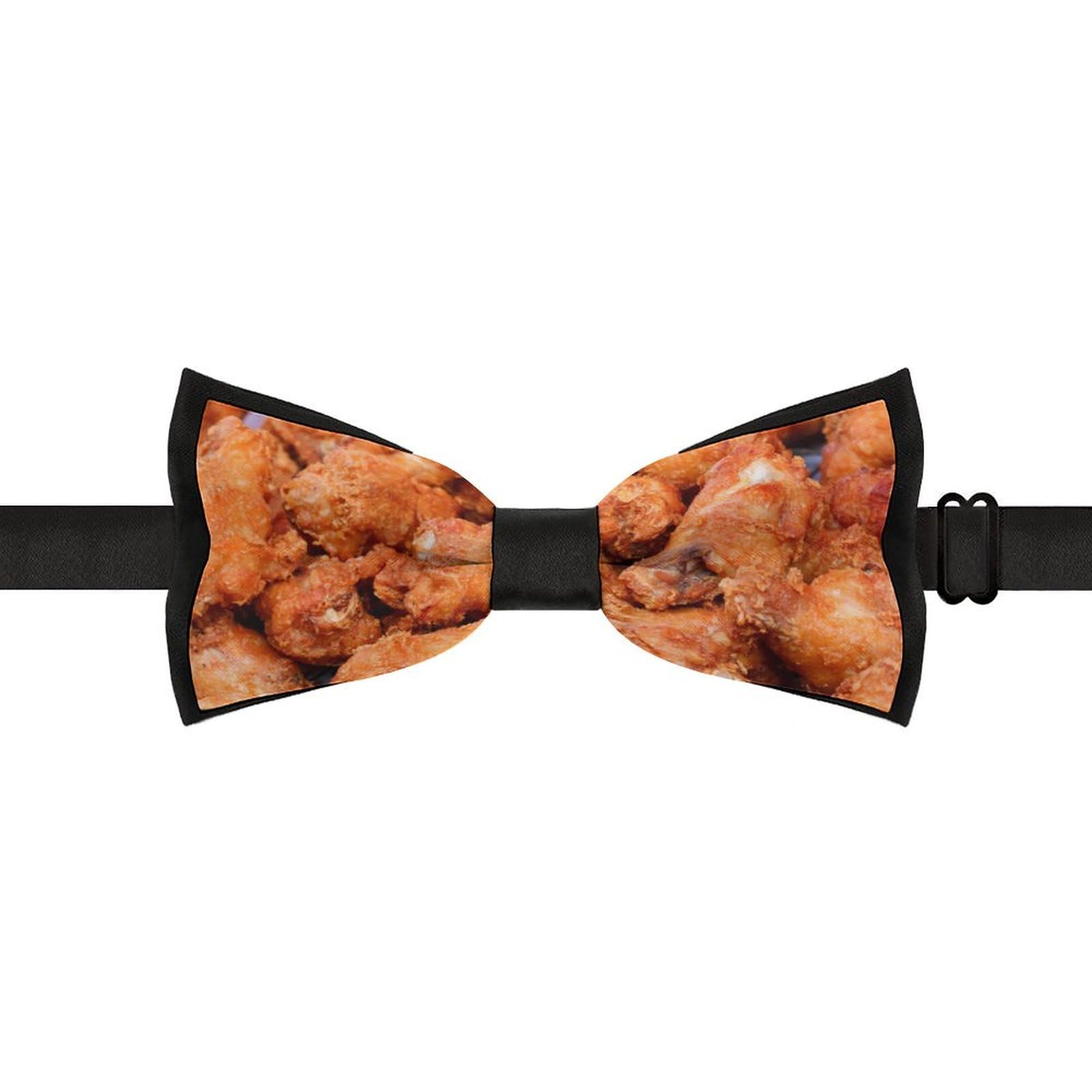 GoasNei Beer And Fried Chicken Legs Bow Tie for Men Adjustable Necktie Funny Tie Neck Ties for Weddings Party