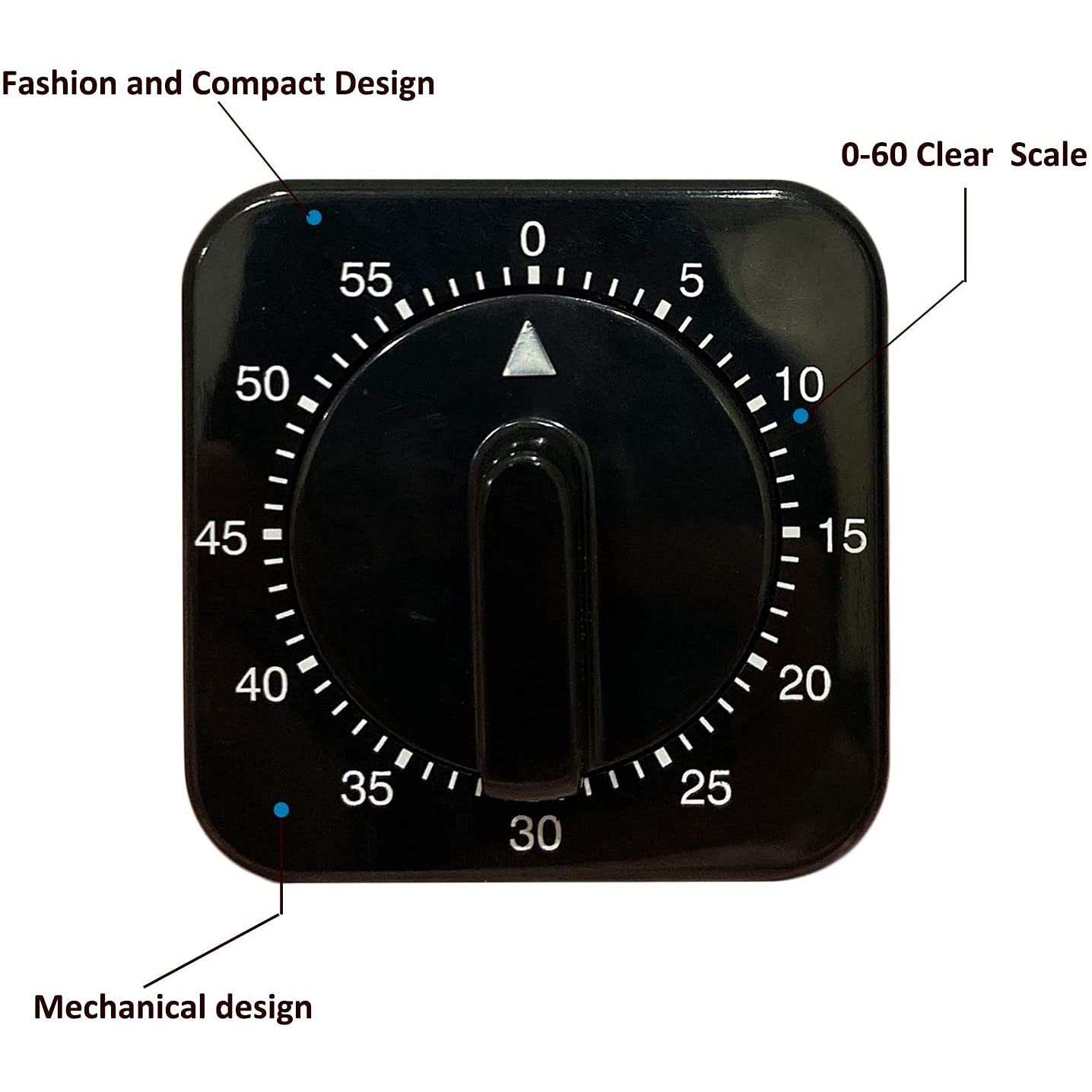 minutnik, Kitchen Timer, 60-Minute Visual Countdown, Loud Voice, Auto-Off, Fun Shaped Mechanical for