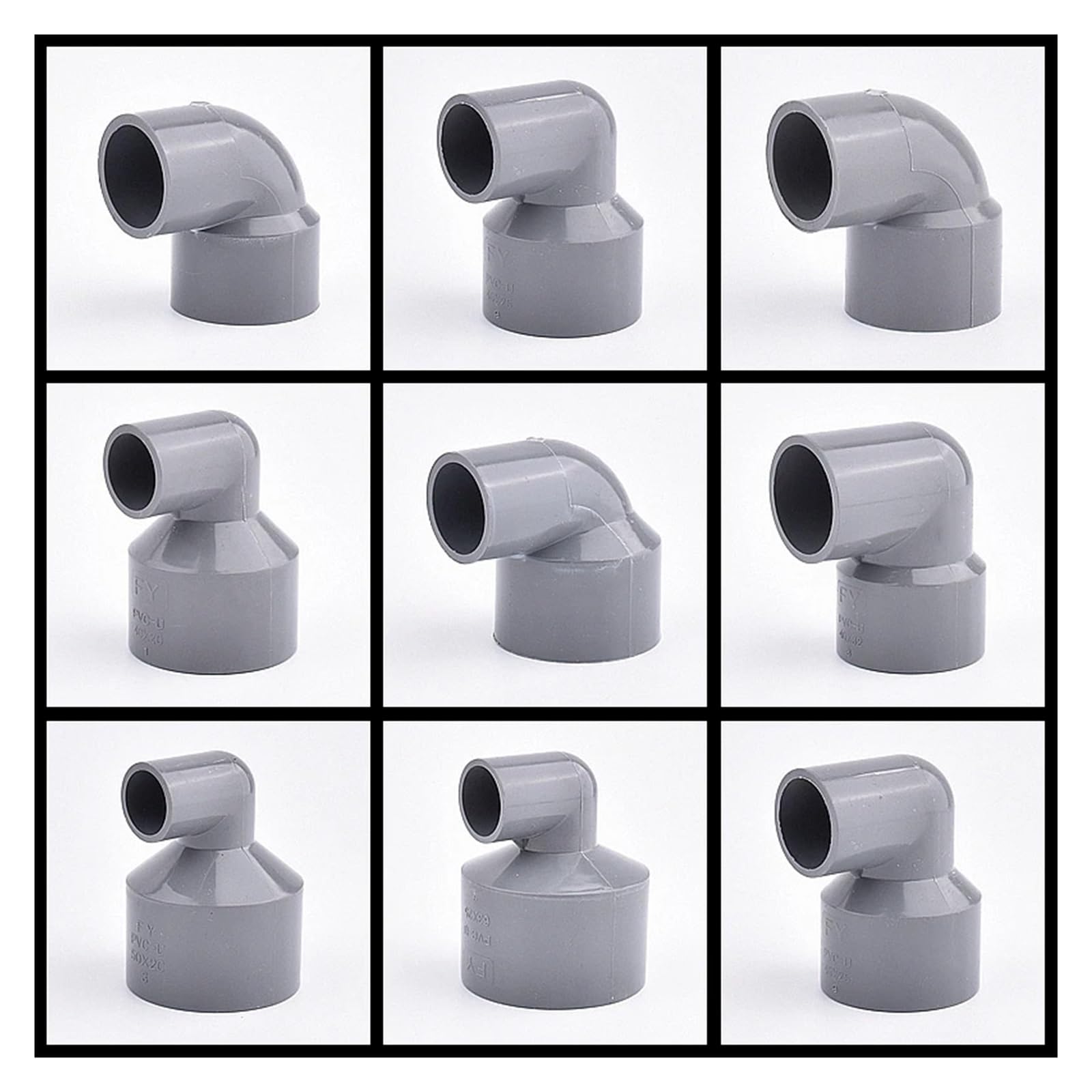 Raccord coudé réducteur en PVC Gris, 25 à 63 mm, Adaptateur for Tuyau d'arrosage de Jardin, Aquarium, raccords de réduction(63x25mm)