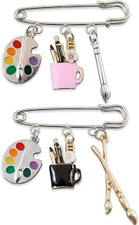 NHCDFA 2 PCS Palette Brooch, Brooch Pin for Women, Fashion Accessory for Daily Wear, Set of Two Pins in Black and Pink, Unique Colorful Artistic Pin for Clothes