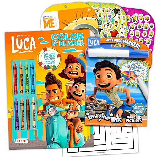 Classic Disney Luca Coloring Book Activity Bundle for Kids Luca Movie Birthday Party Favors, Supplies Set for Boys and Girls with Mess-Free Imagine Ink, Games, Puzzles, and Stickers