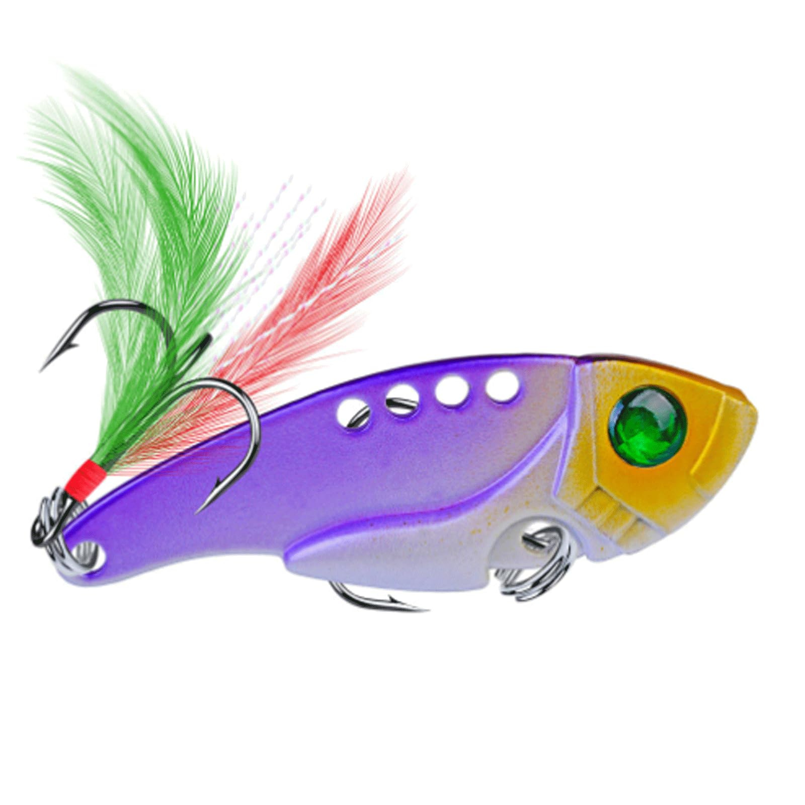 IvyLoutish Fishing Lure Bait Fishing Bait Spoon for Pike 55mm 11g with Treble Hook and Feather Metal Hard Bait Vib Bait Fishing Tackle Lures Fishing Tackle
