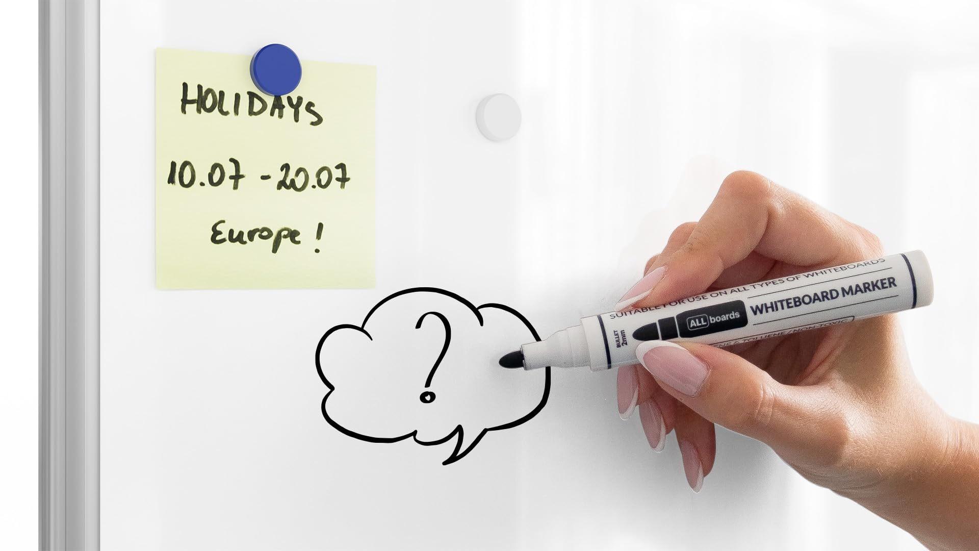 QUEENLINK Magnetic Whiteboard, 57 x 90 cm, Magnetic Board with