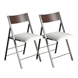 Folding Chairs with Cushion 2 Pack - Heavy Duty Steel Frame Foldable Dining Chairs, Waterproof Leather Indoor Outdoor Padded Chairs for Home, Conference Rooms,Weddings, Events (White)