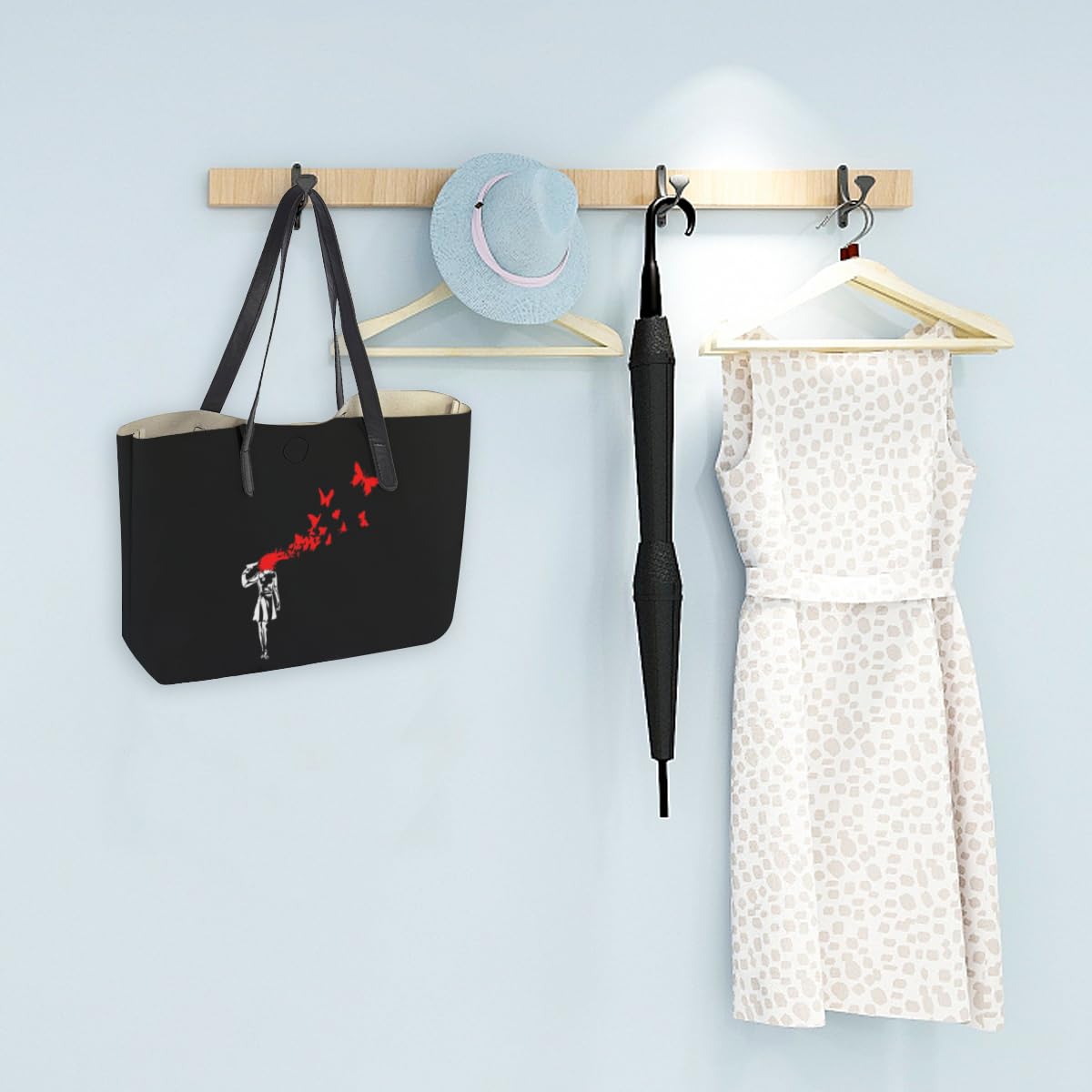 Amazon.co.jp: Banksy ネズミ 傘 風船と少女 トートバッグ