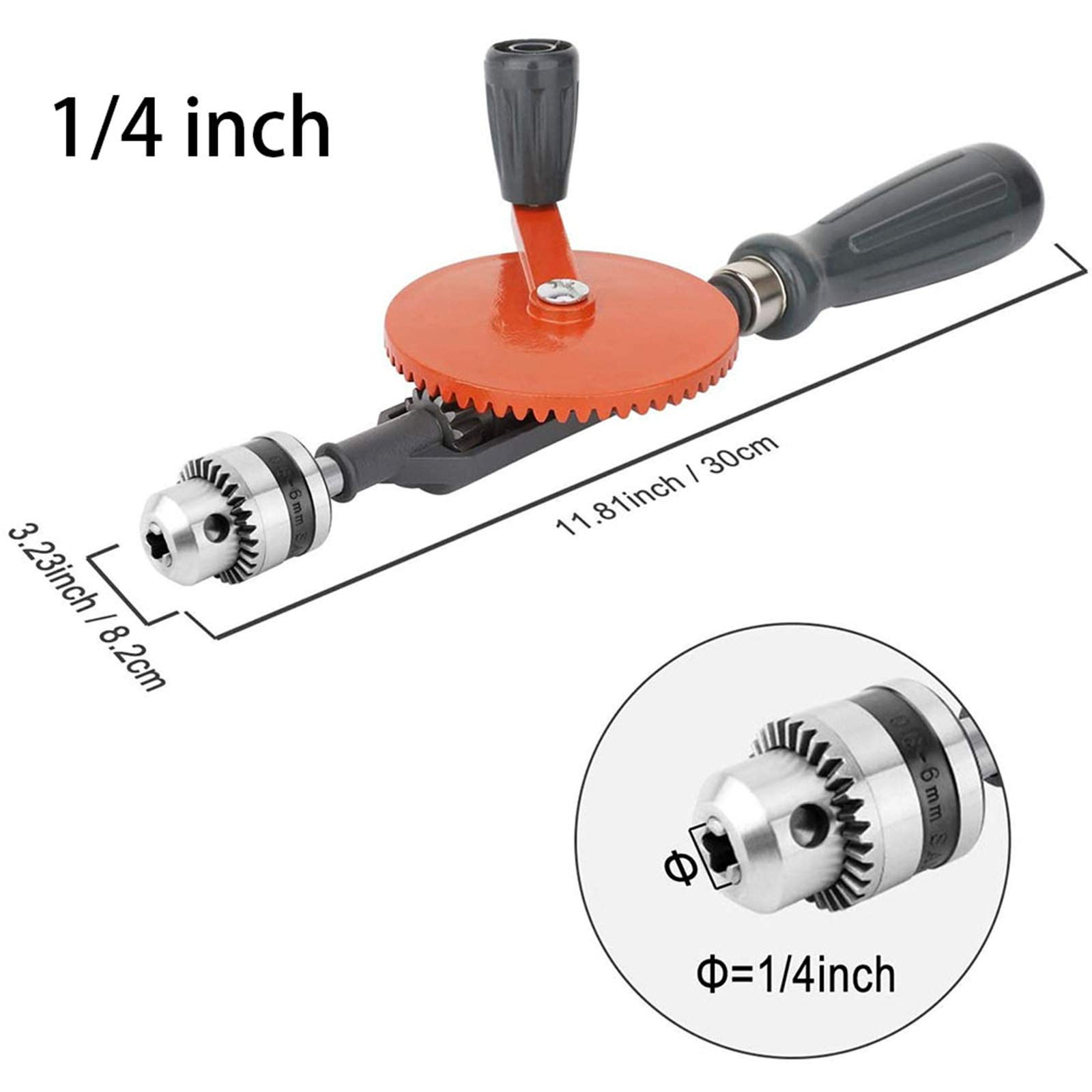 Taladro Manual Para Carpintería, Taladro De Manivela Portátil Mini Taladro Manual Con 3Mm 4Mm Broca Y Bolsa De Almacenamiento, Para Herramienta Manual De Madera Y Plástico,1/4 Inch
