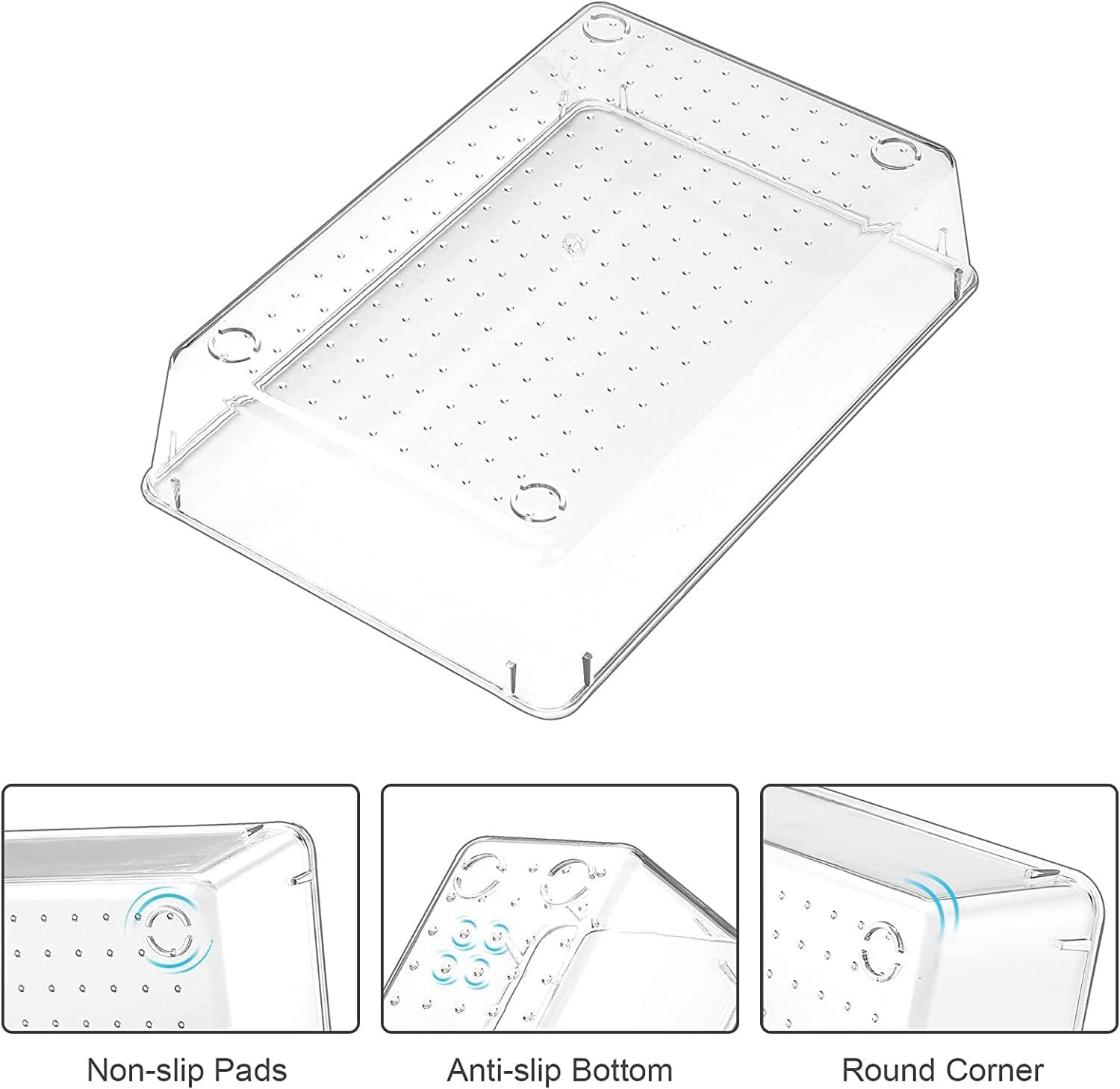 ROKTRY Desk Drawer Organizer Storage Bins With Various Size for Kitchen, Office, Bathroom, Vanity Makeup Organiser 5 Pcs