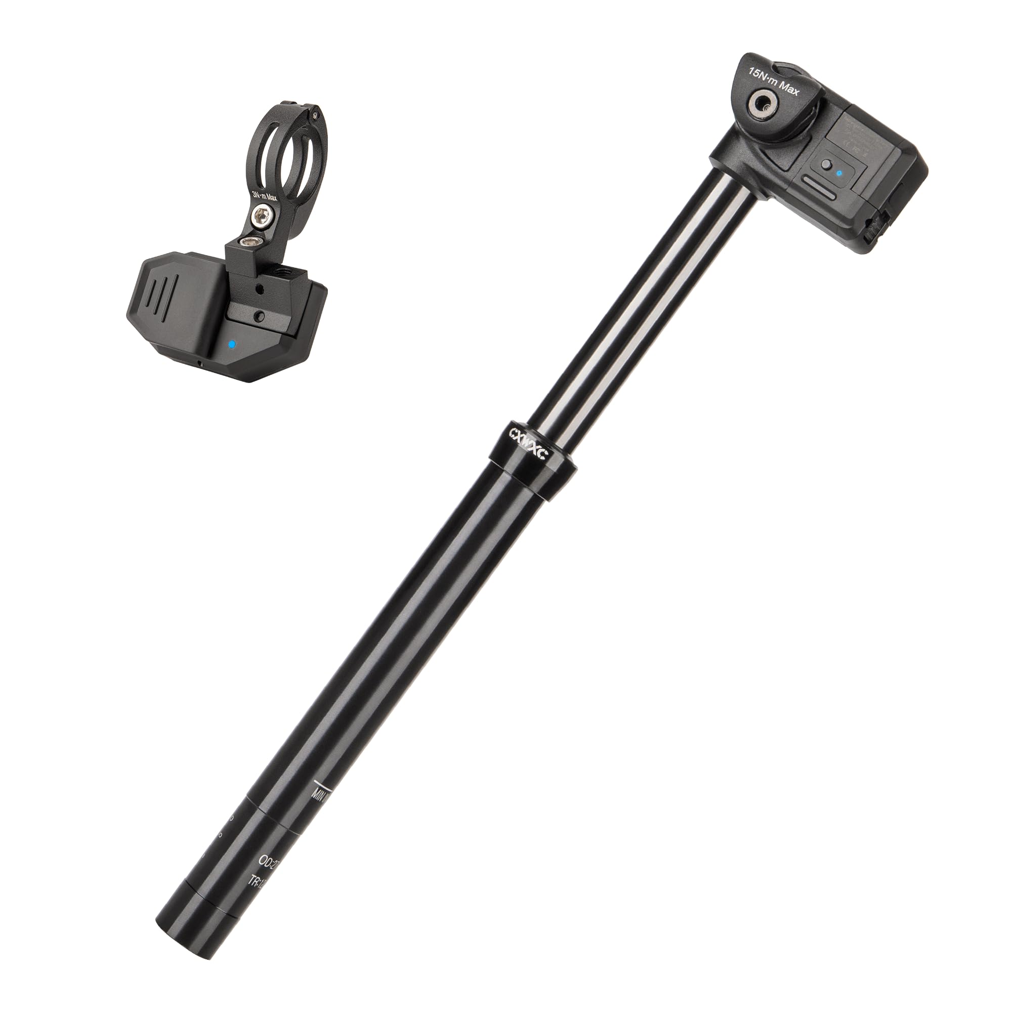 CXWXC Tige de selle abaissable sans fil 27,2 / 30,9 / 31,6 mm - 125 mm - Tige de selle avec télécommande pour VTT, gravel et vélos électriques