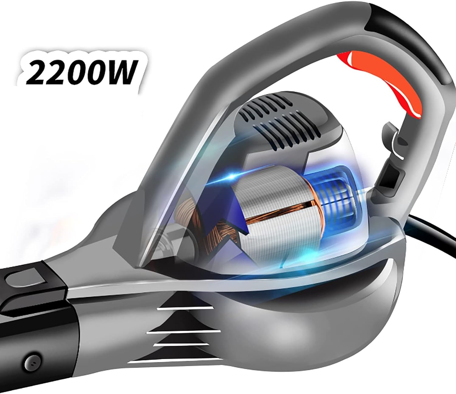 Leaf Blower, Electric Blower, Lightweight Corded Leaf Blower with Detachable Tube, Falling Leaves, Snow, Household Dust Removal(Gray) (Color : 2000w) (2200w)