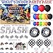 145Pcs Monster Truck Birthday Decorations Machines Party Decoration with Truck Theme Balloon Garland Arch Kit Wheel Foil Balloon Backdrop Cake Topper Baby Shower Truck Birthday Supplies for Boys