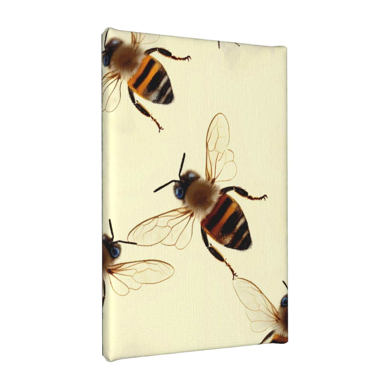 YKLJG honey bee Printed Wall Art Canvas Painting 20x30 CM Wooden Framed Picture Painting Artwork Prints for Bedroom Kitchen Home Office Decor